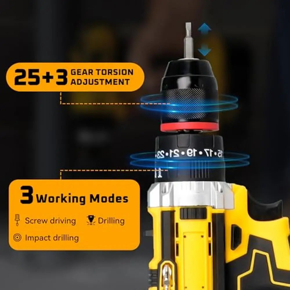 21V Cordless Drill Kit with 120PCS Hand Tools 2 x 2.0Ah Batteries and Charger 3/8'' Chuck 2-speed Power Drill LED Worklight - Next-Wave-Shopping