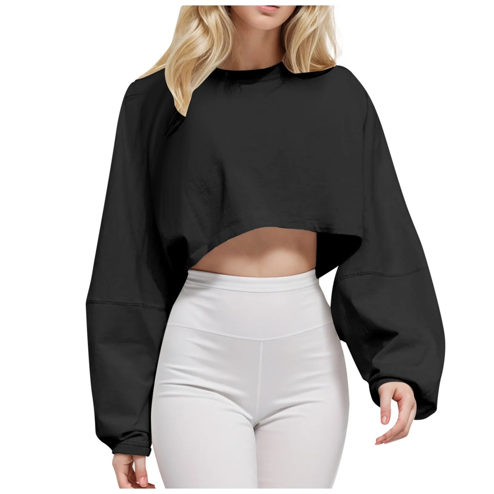 Women's Crew Neck Short T Shirt 2024 Summer/Autumn Knitted Long Sleeve Tees Elegant Crop Tops Ladies Y2k Street Harajuku Clothes - Next-Wave-Shopping