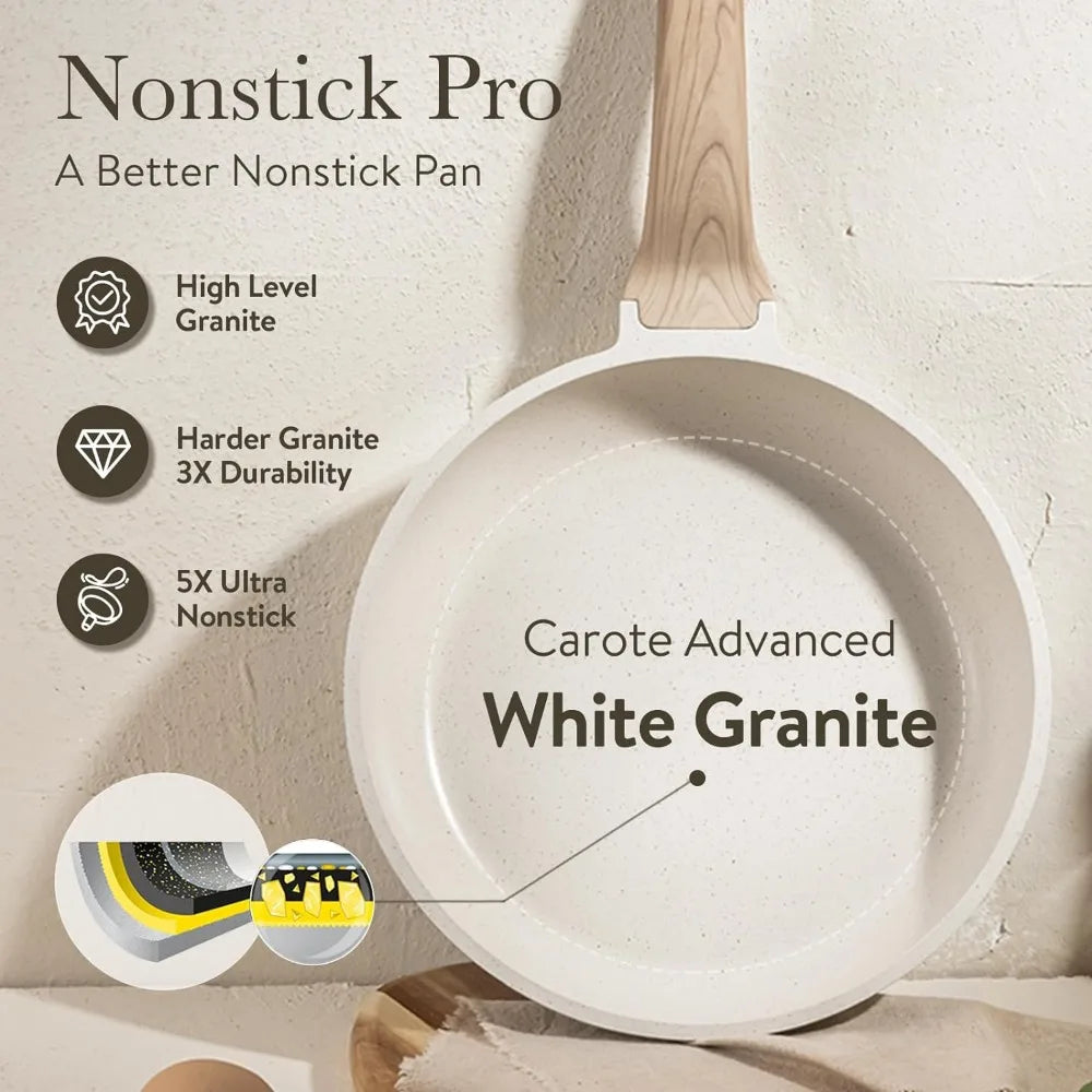 Pots and Pans Set Nonstick, White - Next-Wave-Shopping