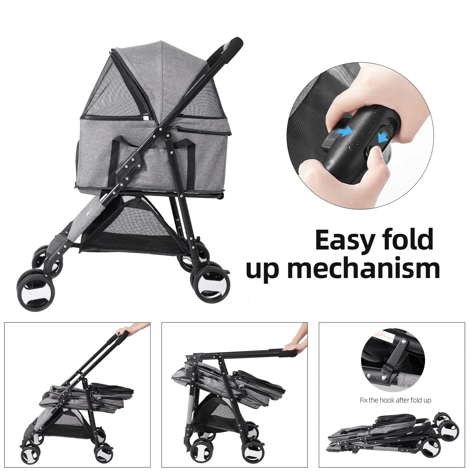 Pet Stroller Large 4 Wheel Dog Carrier - Next-Wave-Shopping