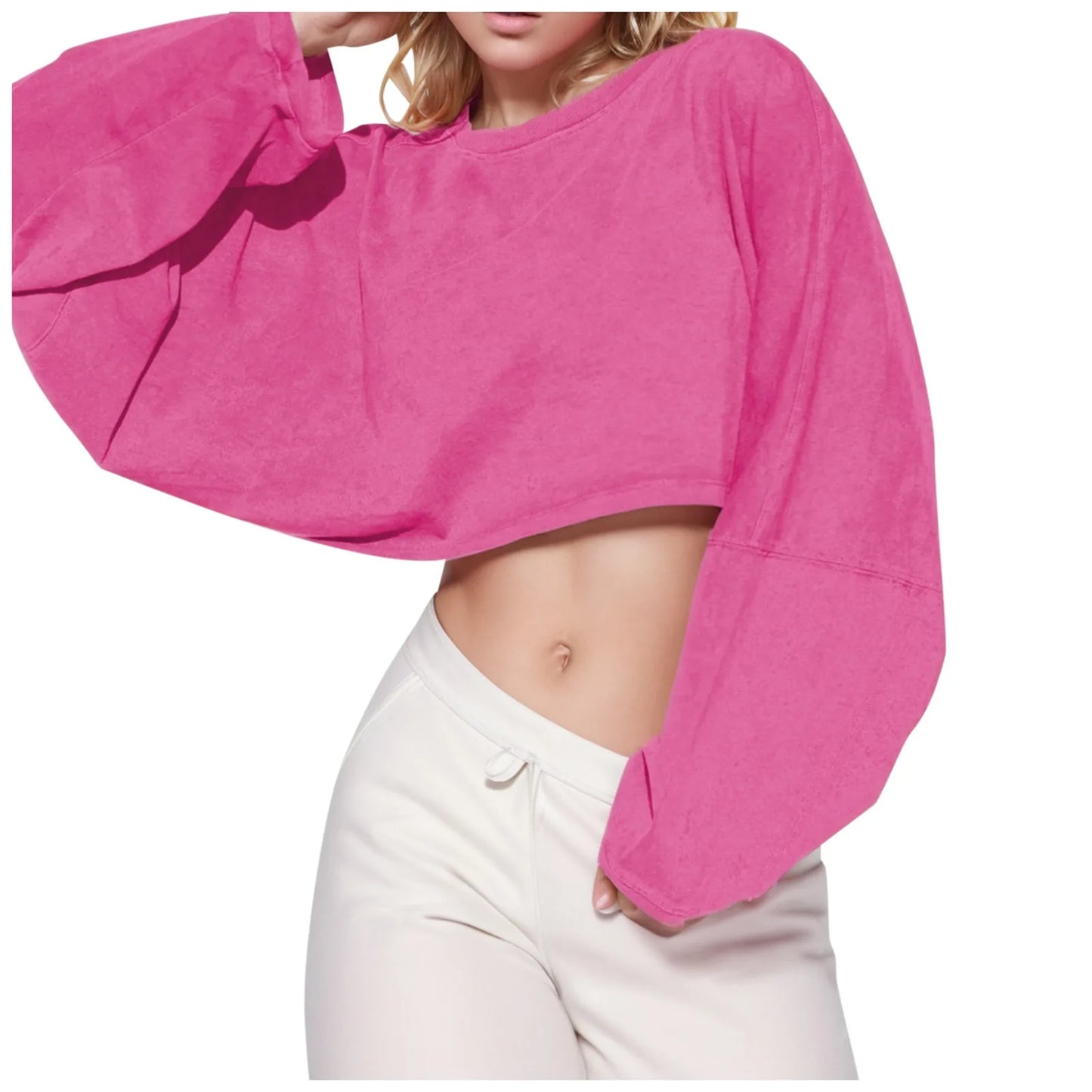 Women's Crew Neck Short T Shirt 2024 Summer/Autumn Knitted Long Sleeve Tees Elegant Crop Tops Ladies Y2k Street Harajuku Clothes - Next-Wave-Shopping