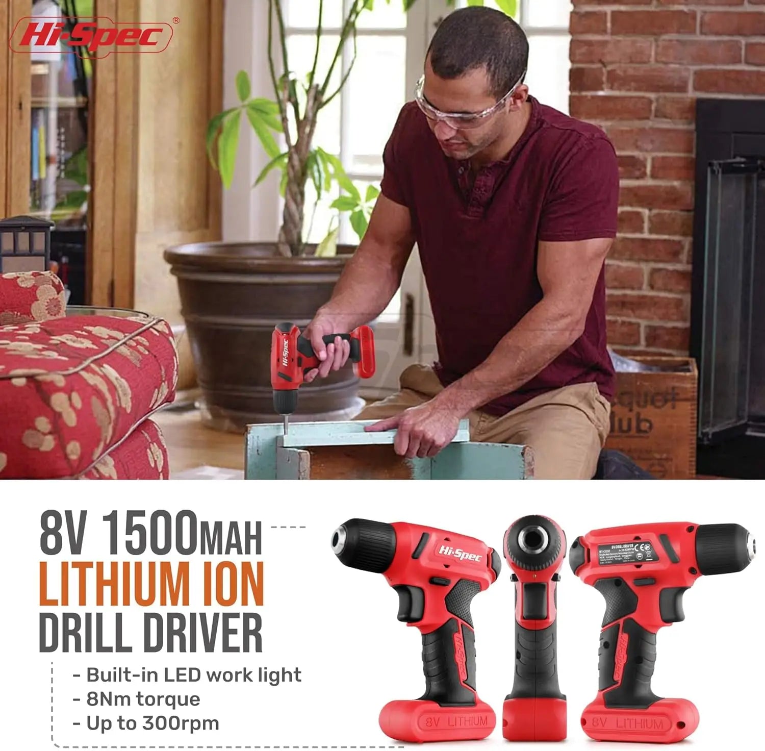 58pc Red 8V Electric Drill Driver & Household Tool Kit Set - Next-Wave-Shopping