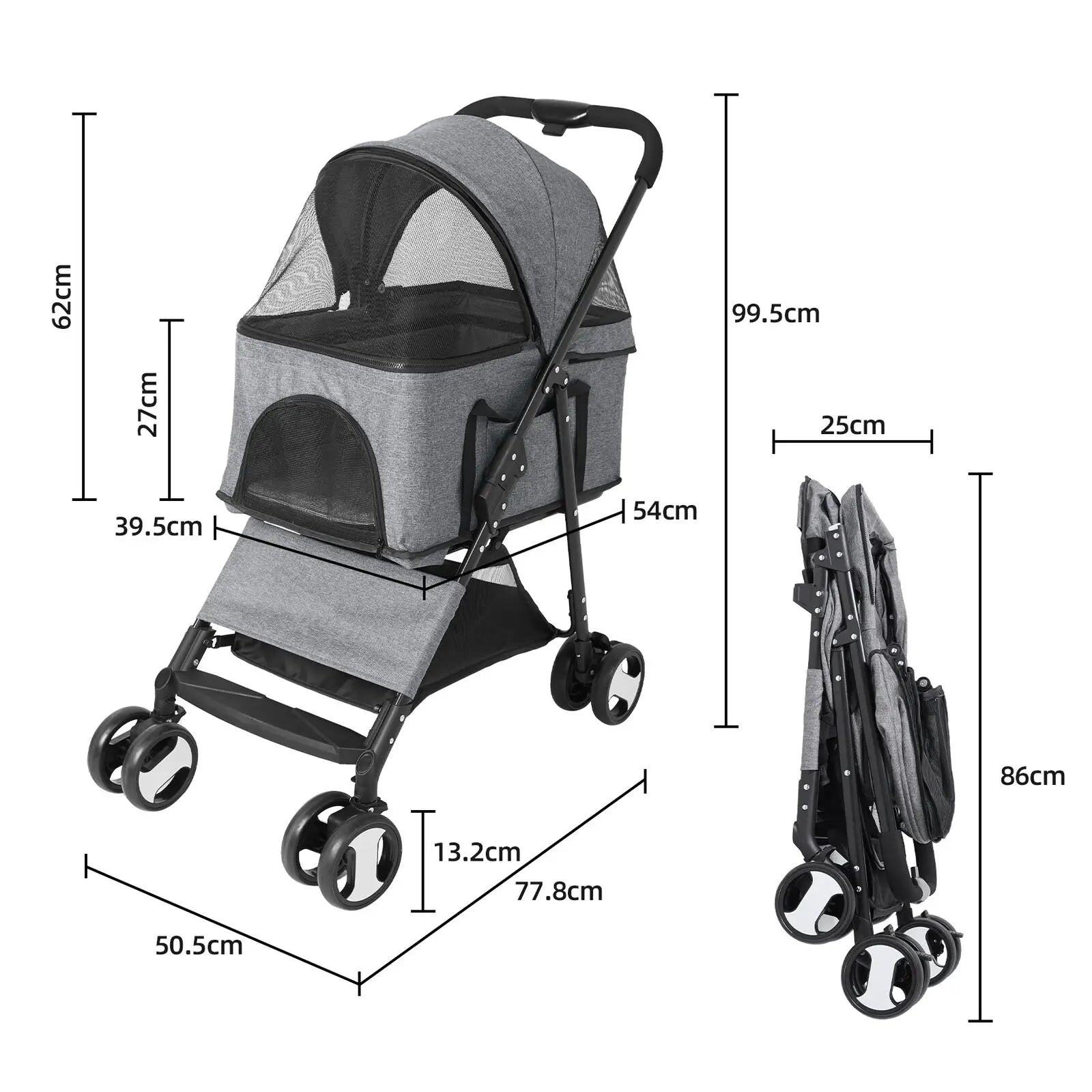 Pet Stroller Large 4 Wheel Dog Carrier - Next-Wave-Shopping