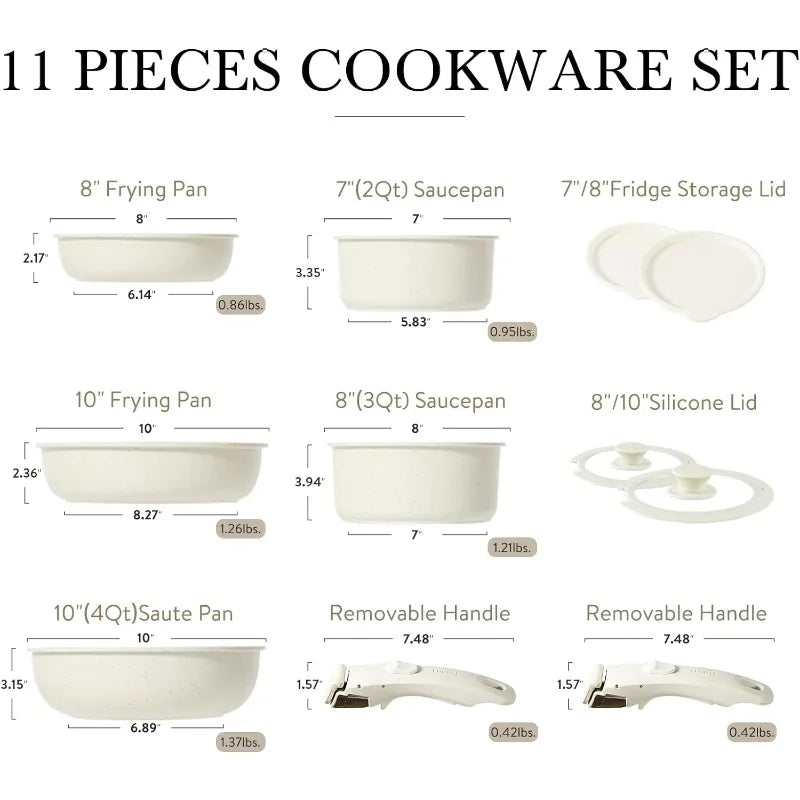 Nonstick Cookware Set Detachable Handle Pan Set - Next-Wave-Shopping