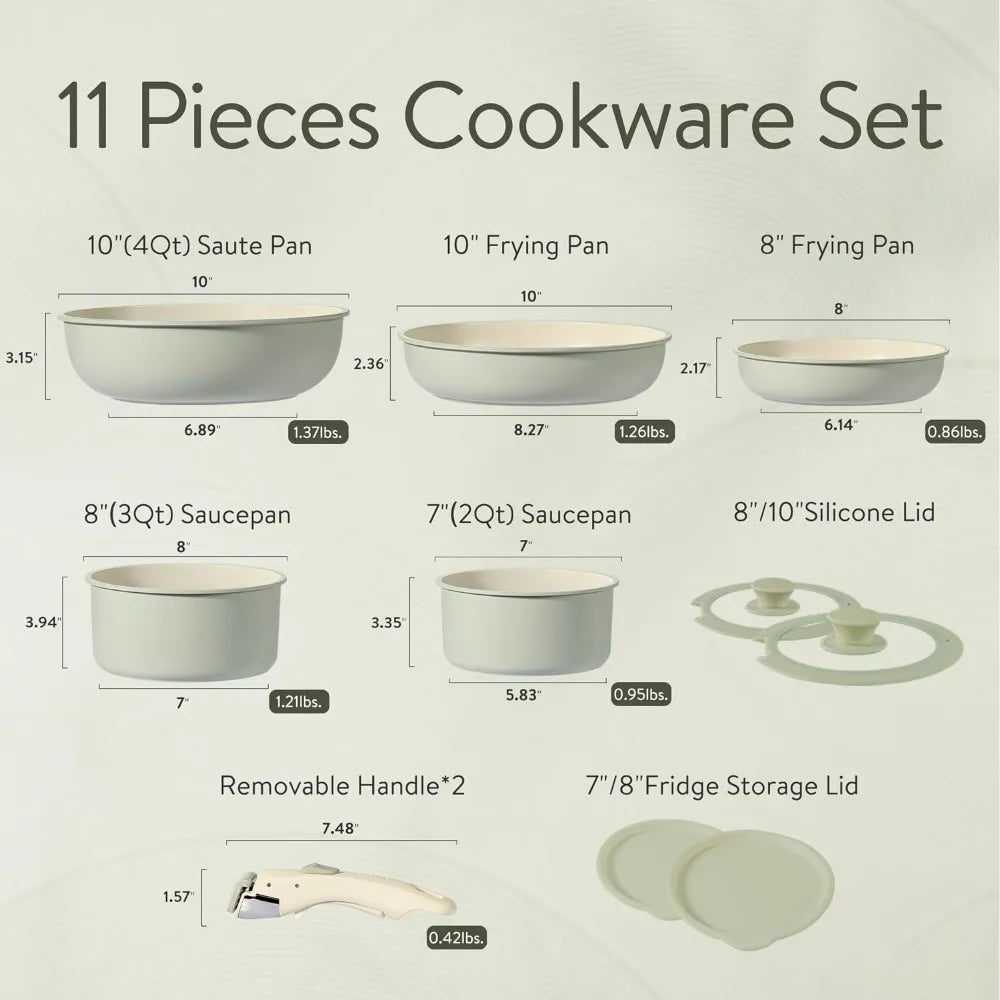 11pcs Pots and Pans Set, Nonstick Cookware Set - Next-Wave-Shopping