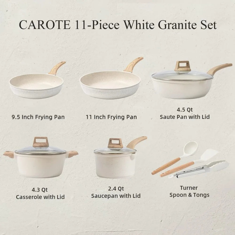 Pots and Pans Set Nonstick, White - Next-Wave-Shopping