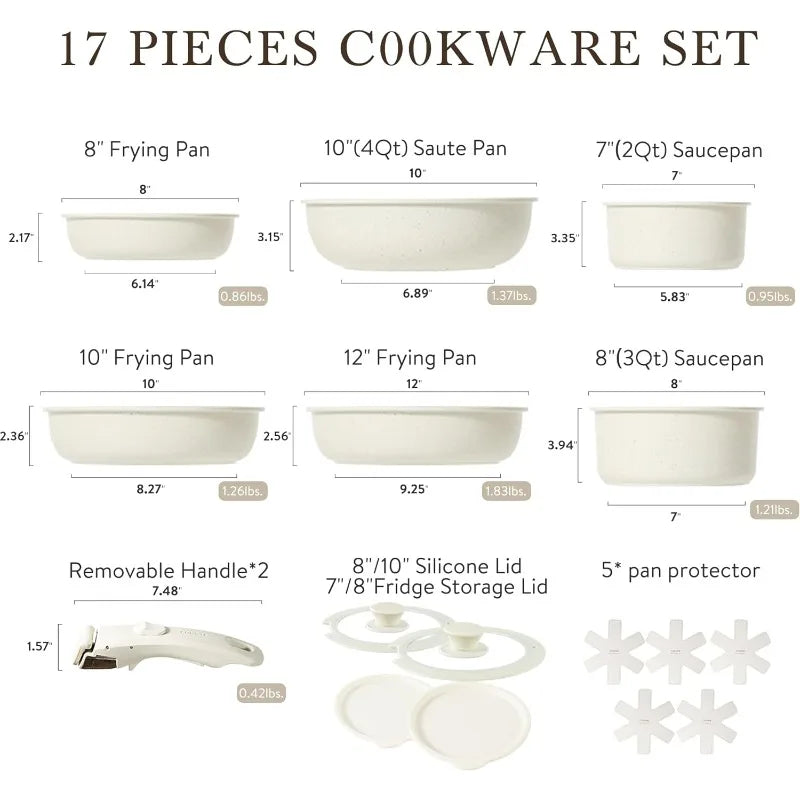 Nonstick Cookware Set Detachable Handle Pan Set - Next-Wave-Shopping