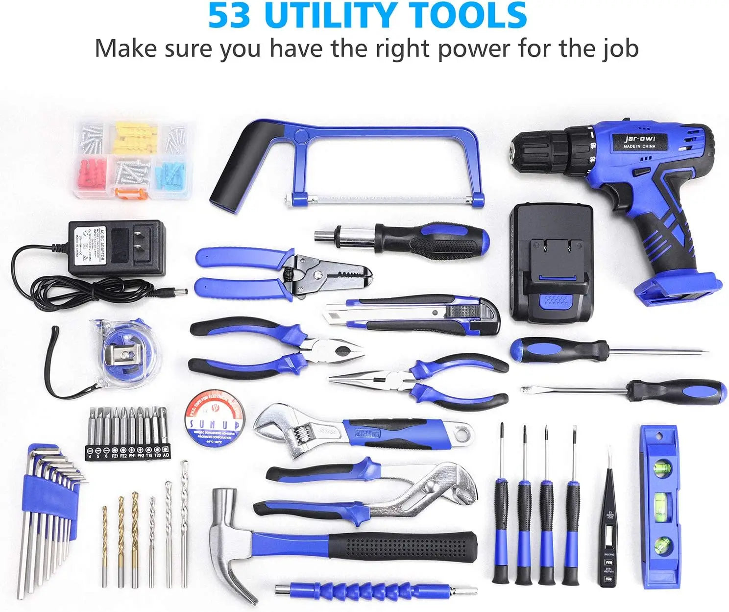 112 Piece Power Tool Combo Kits with 21V Cordless Drill Professional Household Home Tool Kit Set with DIY Hand Tool Kits - Next-Wave-Shopping