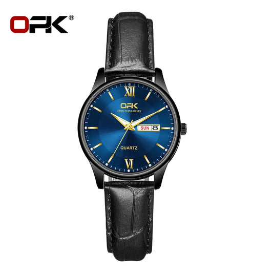 OPK Original Quartz Watch for Women Comfprtable Leather Strap Waterpoof Luminous Auto Date Fashion Dress Ladies Wristwatch 8132 - Next-Wave-Shopping